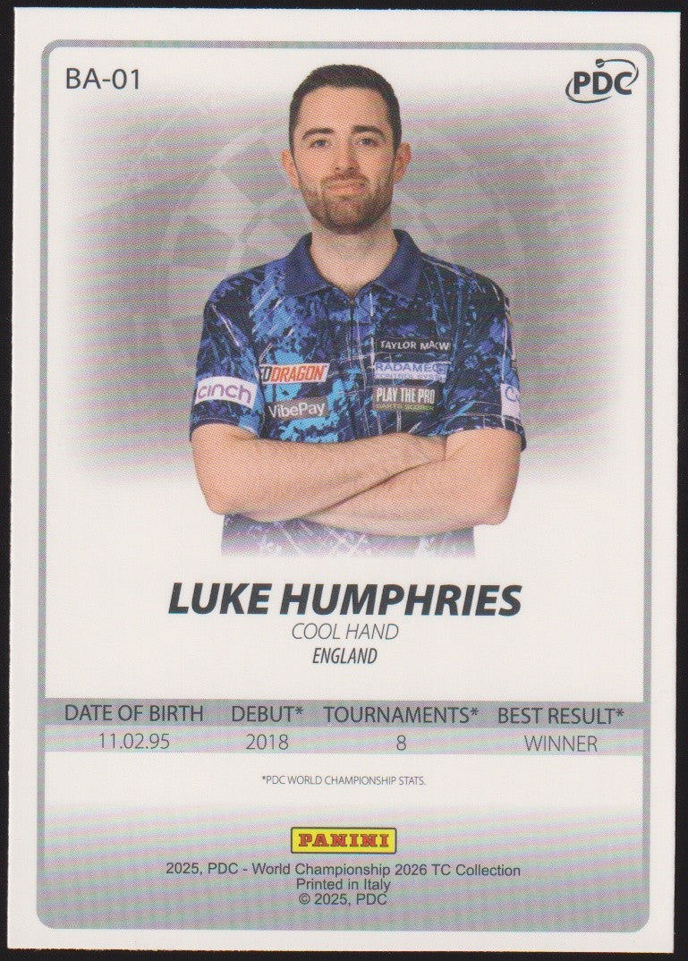 Panini PDC World Championship 2026 Luke Humphries Refractor Parallel – Bild 2