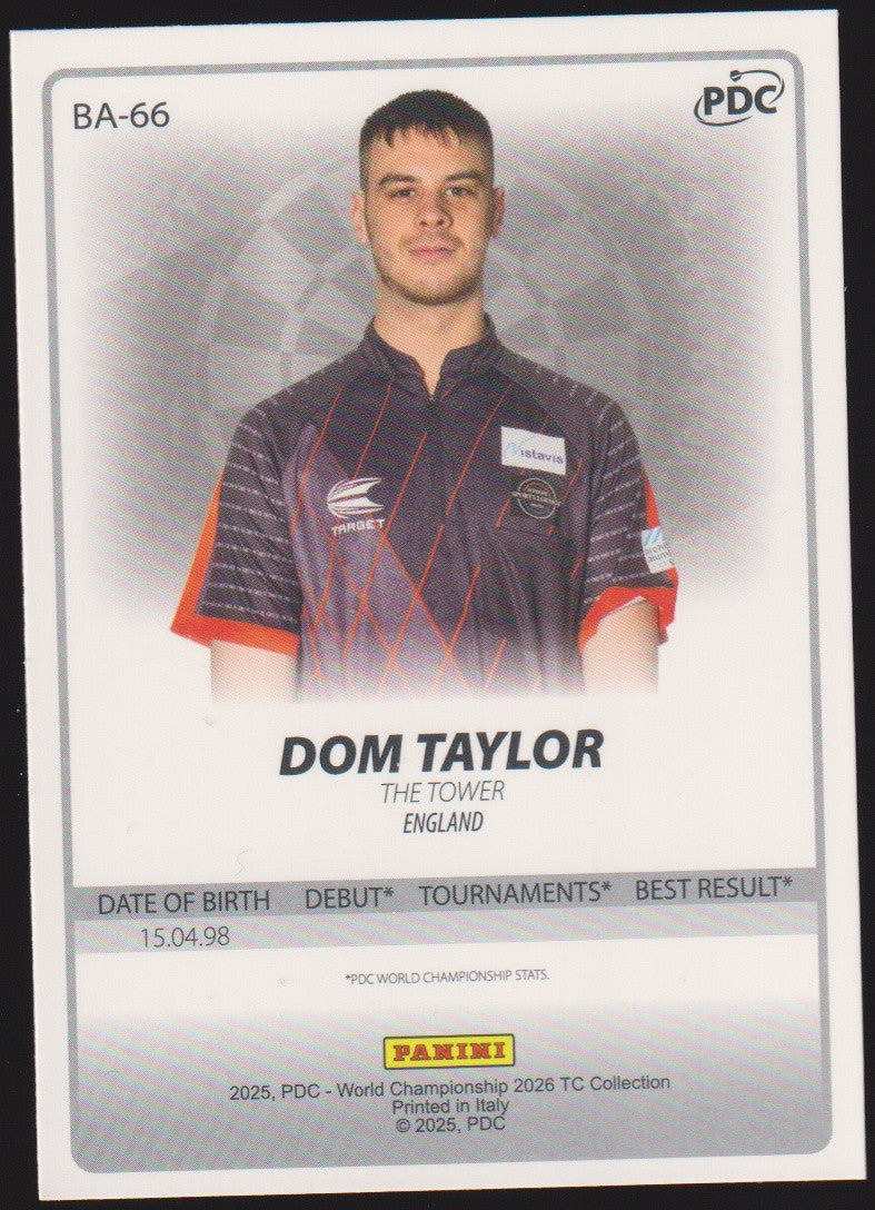 Panini PDC World Championship 2026 DOM TAYLOR Refractor Parallel – Bild 2
