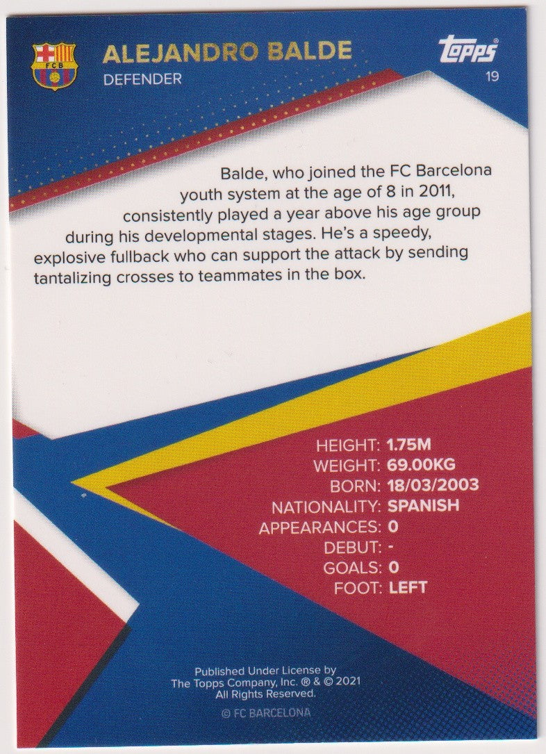 Topps 2021-22 Alejandro Balde Rookie FC Barcelona Parallel Rare – Bild 2
