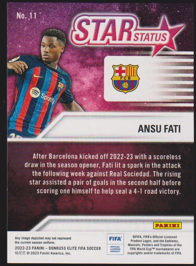 Panini Elite 2022-23 Ansu Fati FC Barcelona Donruss FIFA Soccer Parallel Rare – Bild 2