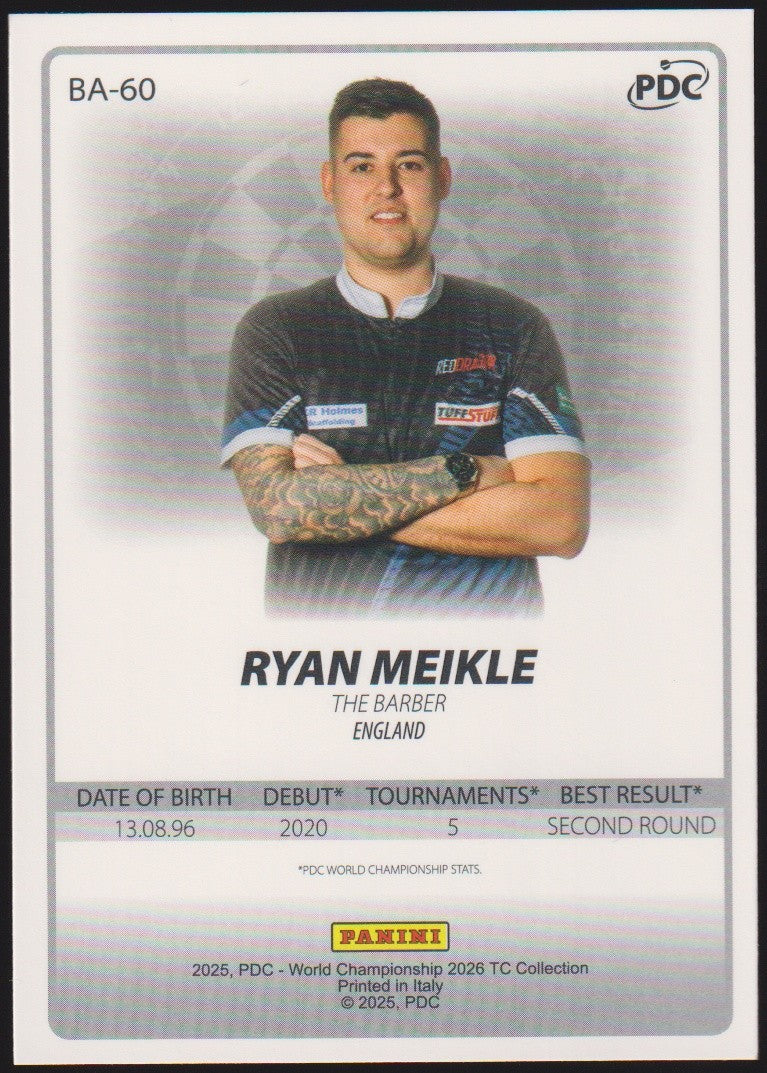 Panini PDC World Championship 2026 Ryan Meikle "The Barber" Refractor Parallel – Bild 2