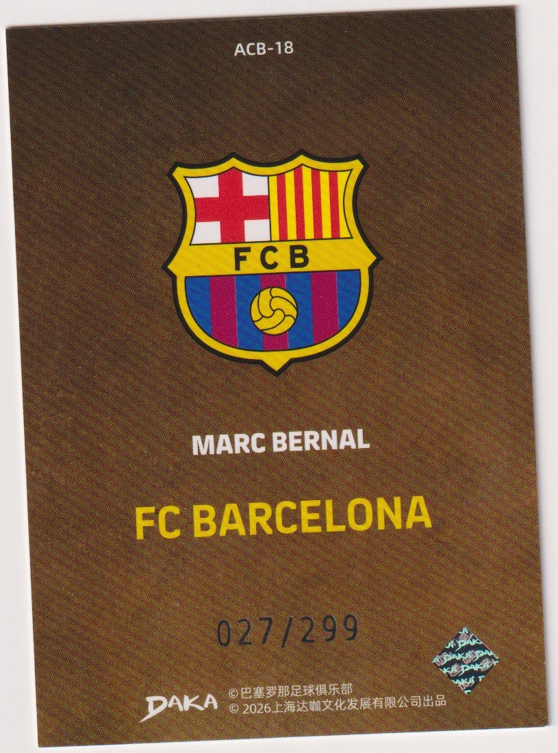 Daka ACB-18 2025-26 Marc Bernal FC Barcelona Parallel 27/299 Refractor – Bild 2