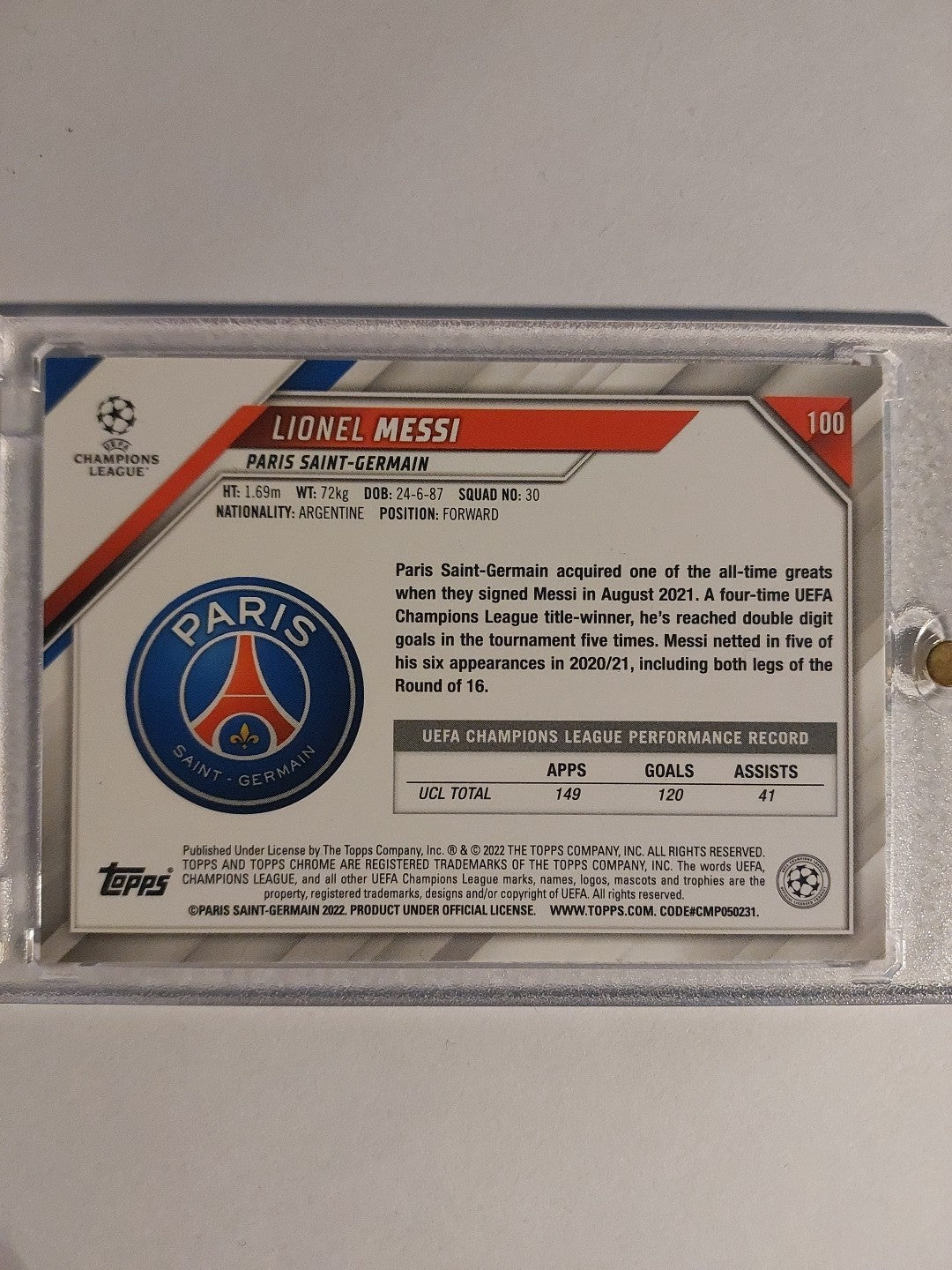 Topps UCC Chrome 2021-22 Lionel Messi Paris Saint-Germain Parallel Insert Rare – Bild 2