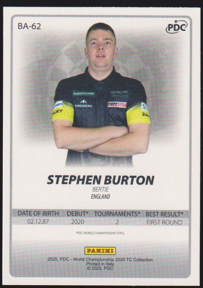 Panini PDC World Championship 2026 Stephen Burton "Bertie" Refractor Parallel – Bild 2