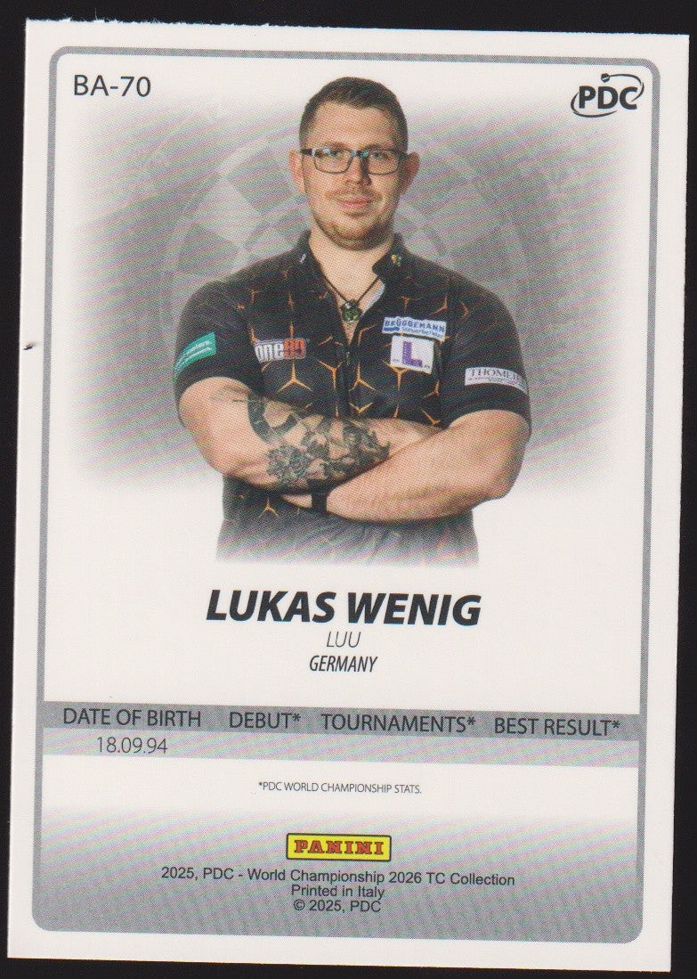 Panini PDC World Championship 2026 Lukas Wenig Refractor Parallel – Bild 2