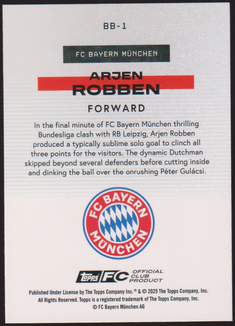Topps Bona Fide 2024-25 Arjen Robben FC Bayern München Parallel 21/99 Refractor – Bild 2
