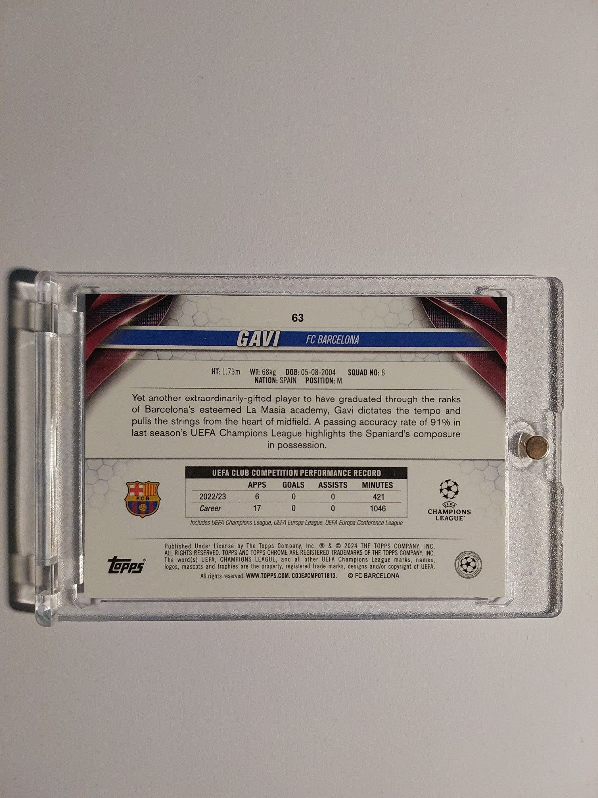 Topps Chrome 2023-24 Gavi Barcelona Parallel 120/299 Rare Sparkle Refractor Hit – Bild 2