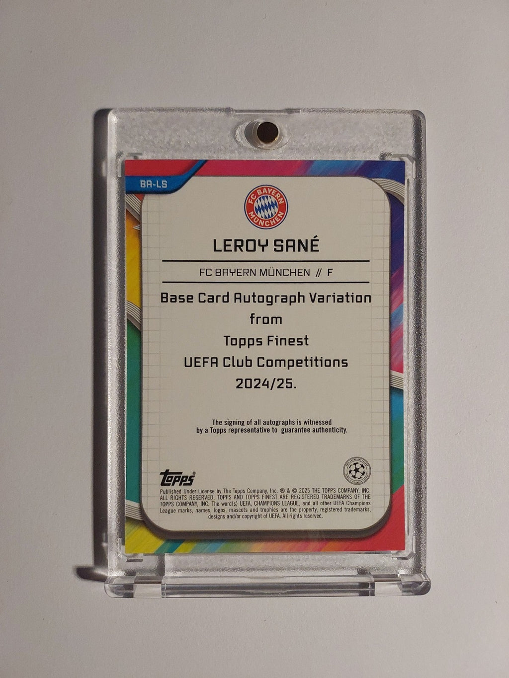 Topps UCC Finest 2024-25 Leroy Sane Auto Bayern München Parallel 54/99 Refractor – Bild 2