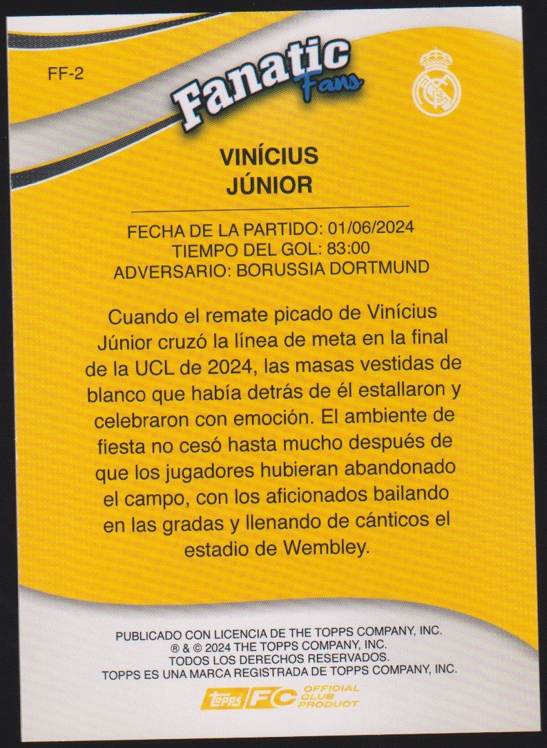 Topps Fanatic Fans 2023-24 Vinícius Júnior Real Madrid C.F. Parallel Rare – Bild 2