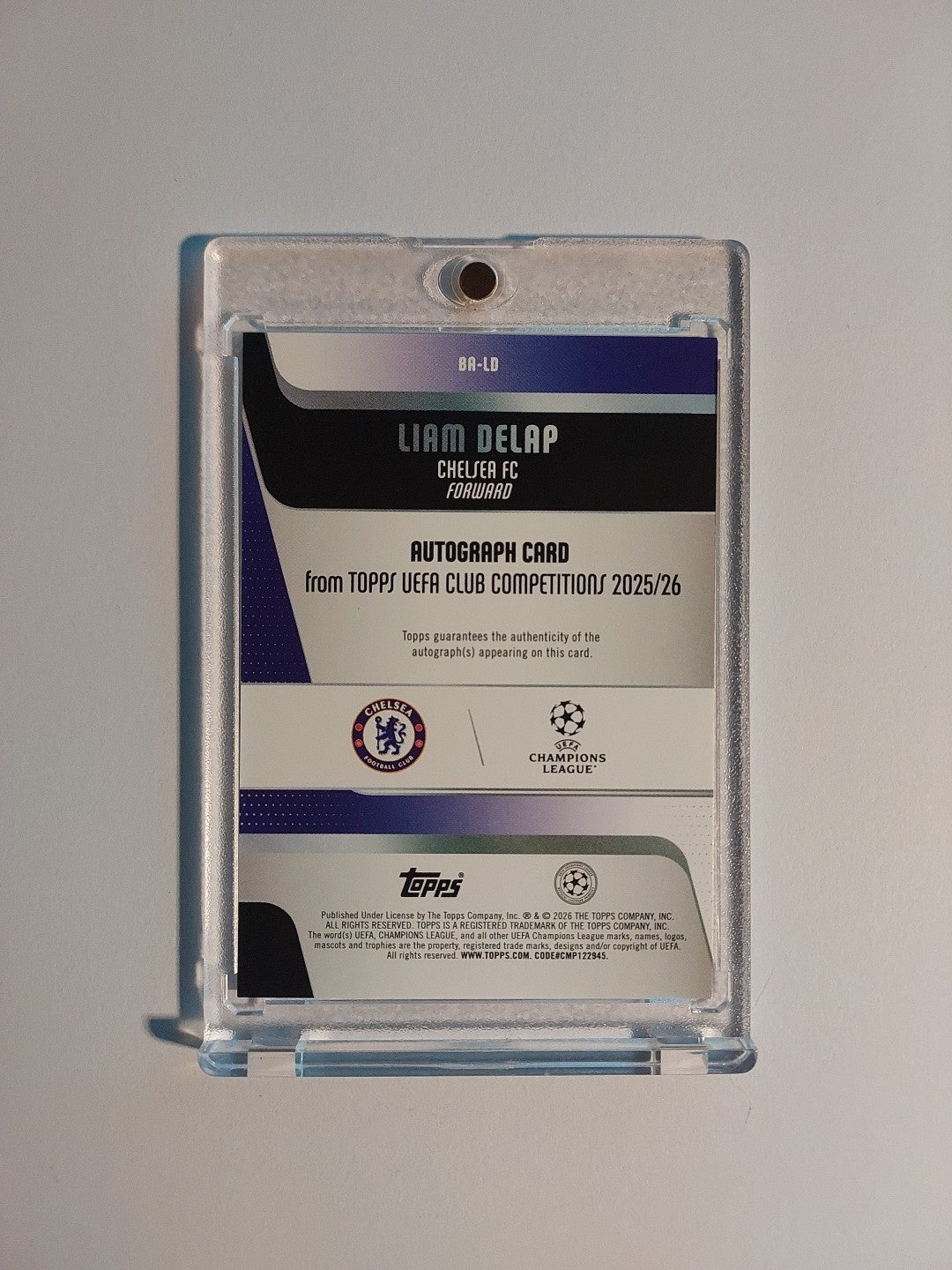 Topps UCC Flagship 2025-26 Liam Delap Chelsea Auto Parallel Refractor Ultra Rare – Bild 2