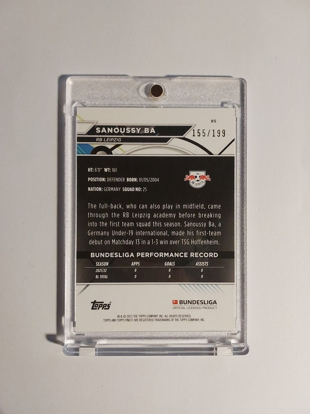 Topps Finest Bundesliga 2022-23 Sanoussy Ba Leipzig Parallel 155/199 Rookie Rare – Bild 2