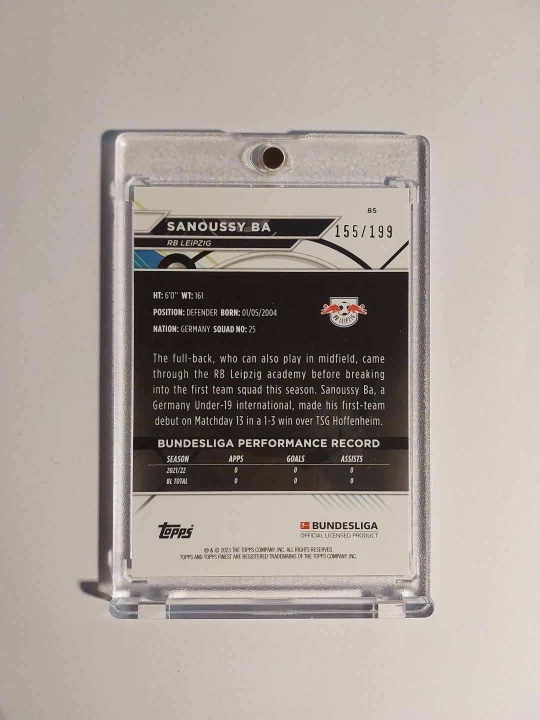 Topps Finest Bundesliga 2022-23 Sanoussy Ba Leipzig Parallel 155/199 Rookie Rare – Bild 2