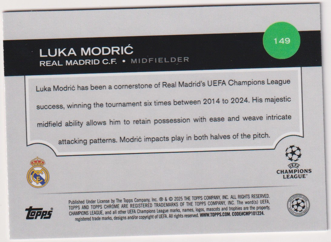 Topps Chrome 2023-24 Luka Modrić Real Madrid C.F. Topps Chrome Parallel 001/250 – Bild 2