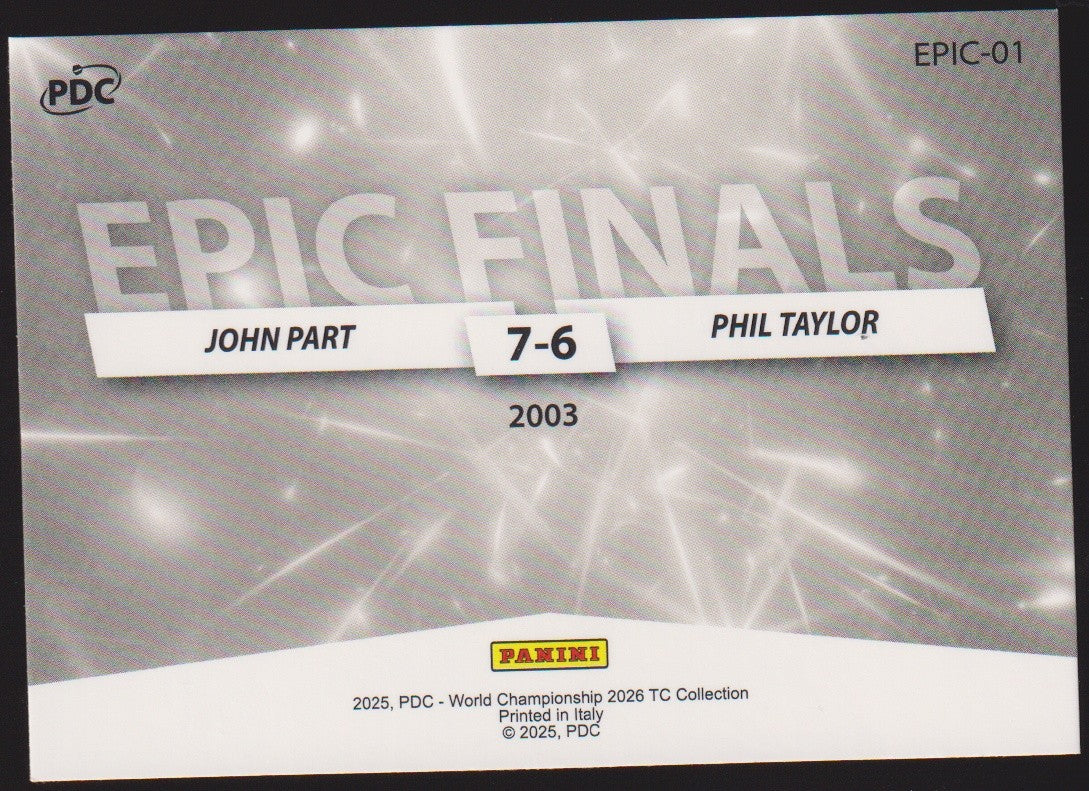 Panini PDC World Championship 2026 John Part & Phil Taylor Refractor Parallel – Bild 2