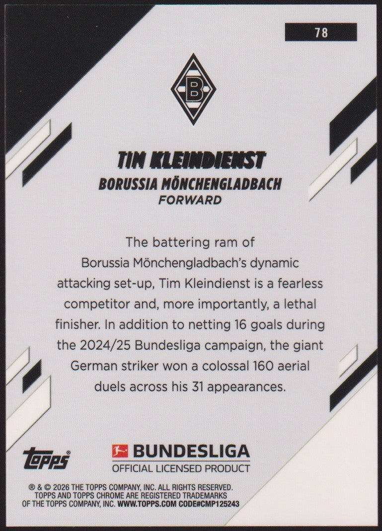 Topps 2024-25 Tim Kleindienst Borussia Mönchengladbach Parallel 79/150 Refractor – Bild 2