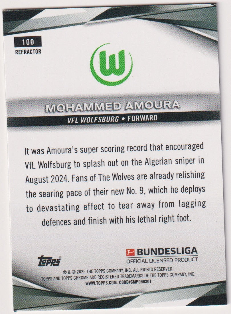 Topps Chrome 2024-25 Mohammed Amoura Rookie VfL Wolfsburg Parallel Refractor – Bild 2