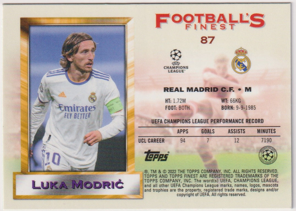 Topps Football's Finest 2022-23 Luka Modrić Real Madrid C.F. Parallel Rare – Bild 2