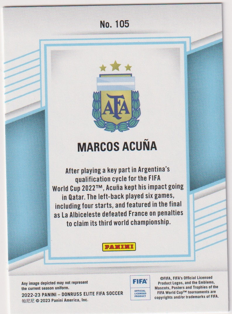 Panini DonRuss Elite FIFA Soccer 2022-23 Marcos Acuña Argentina Parallel Rare – Bild 2