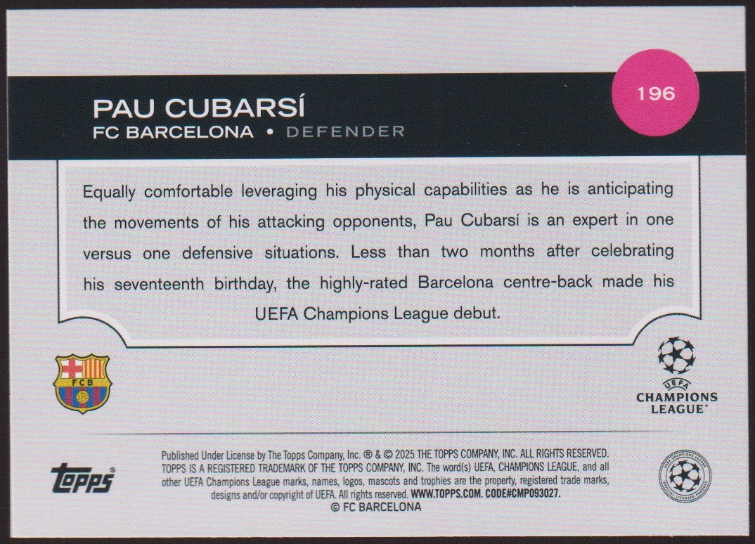 Topps Future Stars 2024-25 Pau Cubarsí Rookie FC Barcelona All-Star Parallel – Bild 2