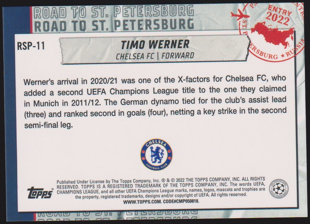 Topps Road to St. 2020-21 Timo Werner Chelsea FC UEFA Champions League Parallel – Bild 2
