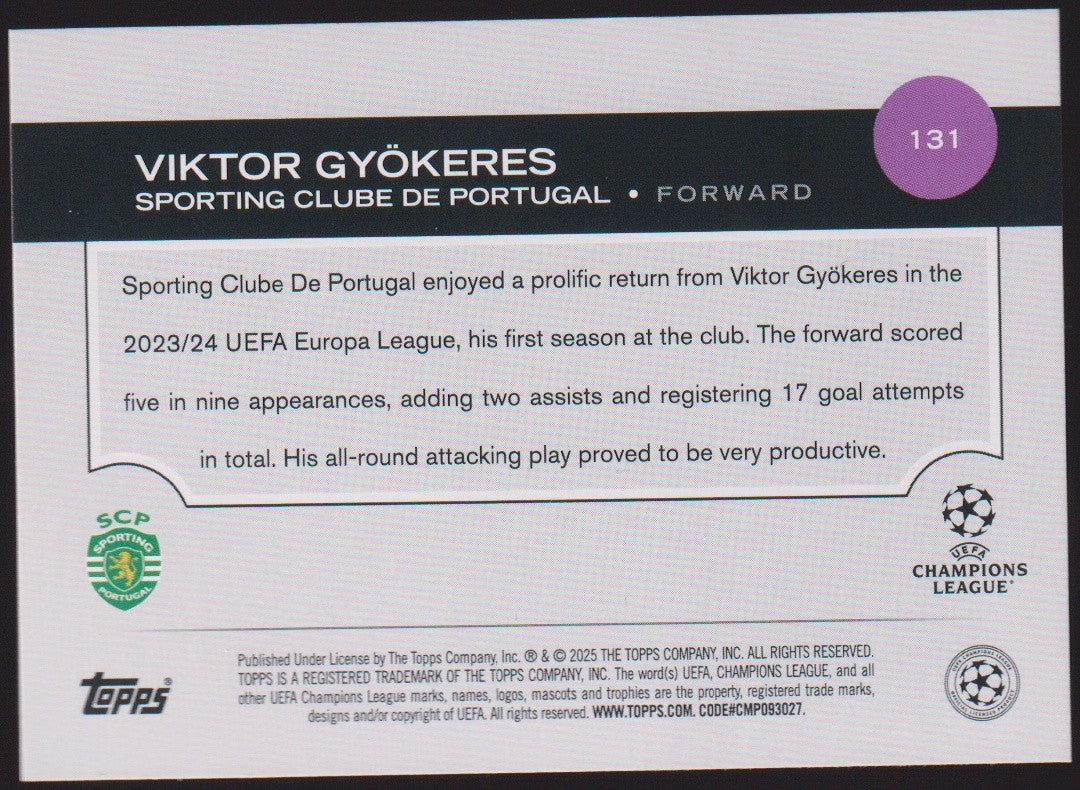 Topps 2023-24 Viktor Gyökeres Rookie Sporting Champions League Parallel – Bild 2