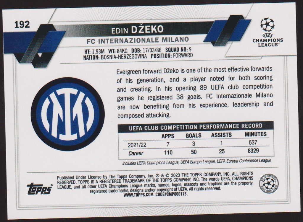 Topps Chrome 2022-23 Edin Džeko FC Internazionale Milano Parallel Refractor – Bild 2
