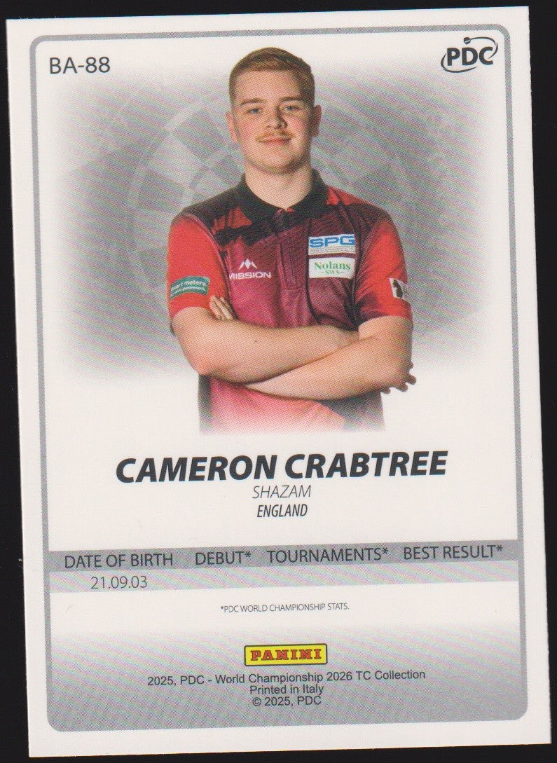 Panini PDC World Championship 2026 Cameron Crabtree "Shazam" Refractor Parallel – Bild 2