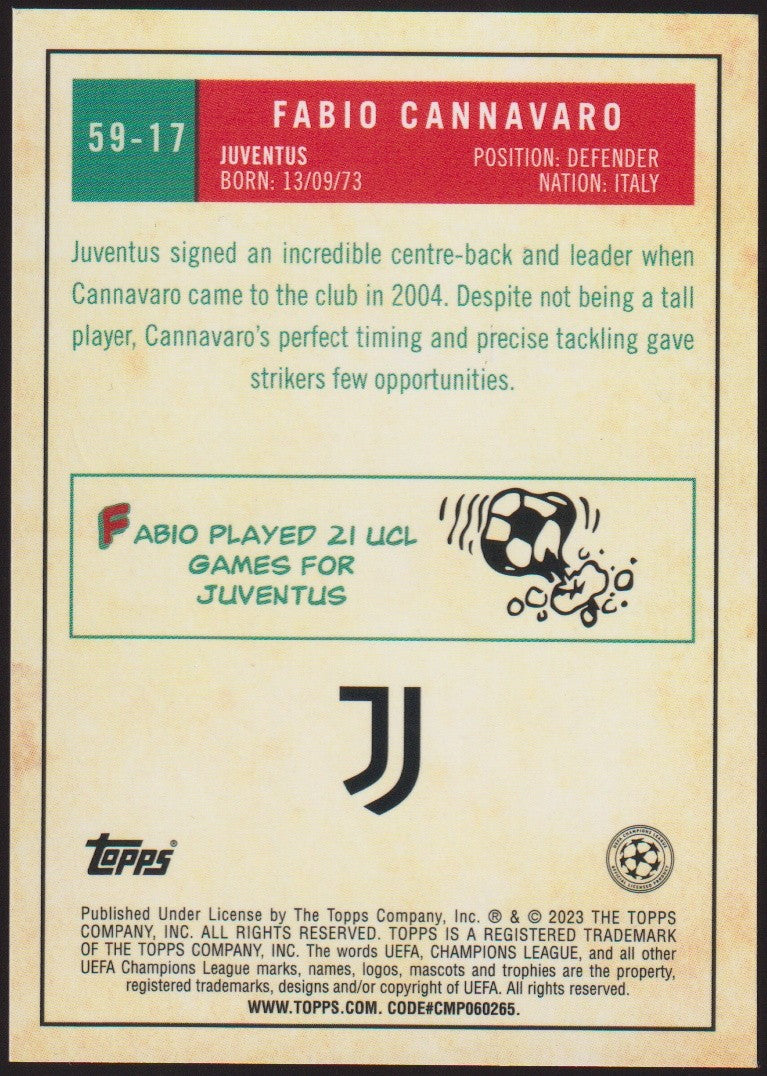 Topps 2022-23 Fabio Cannavaro Juventus Parallel Refractor Nr. 59-17 – Bild 2