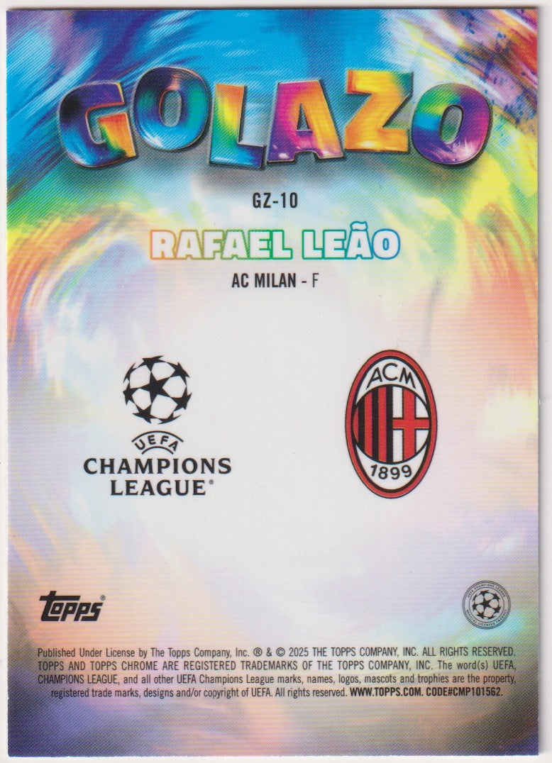 Topps Golazo Rafael Leão AC Milan Parallel Rare Nr. GZ-10 Refractor – Bild 2