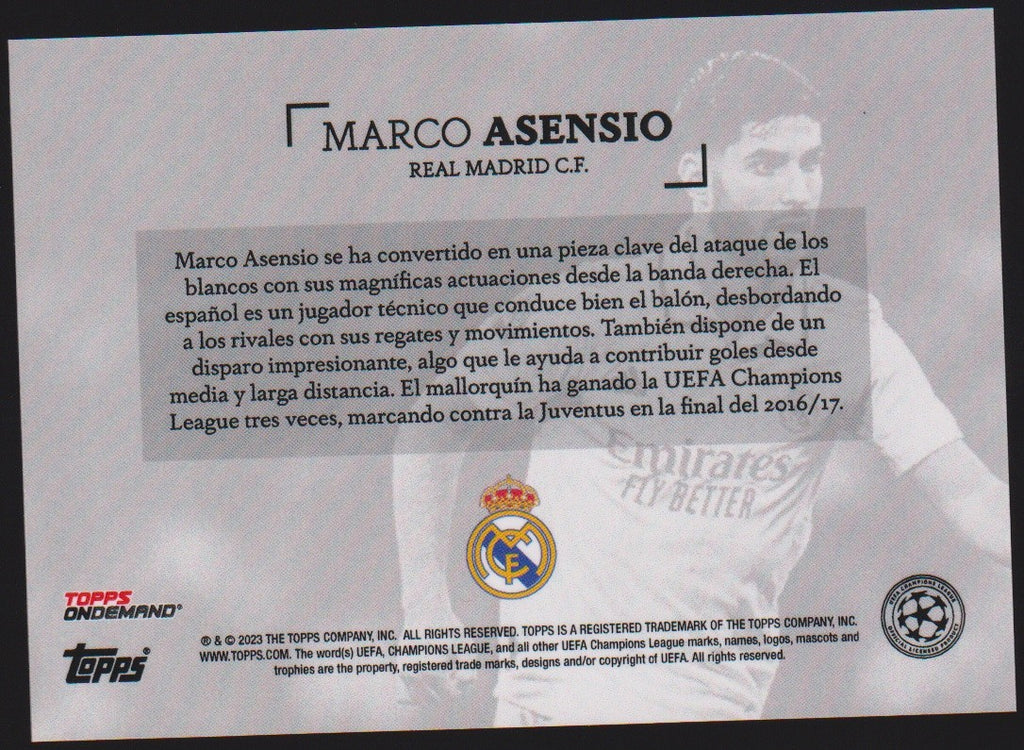 Topps 2022-23 Marco Asensio Real Madrid C.F. UEFA Champions League Parallel – Bild 2