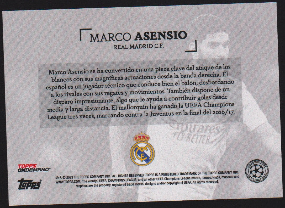 Topps 2022-23 Marco Asensio Real Madrid C.F. UEFA Champions League Parallel – Bild 2