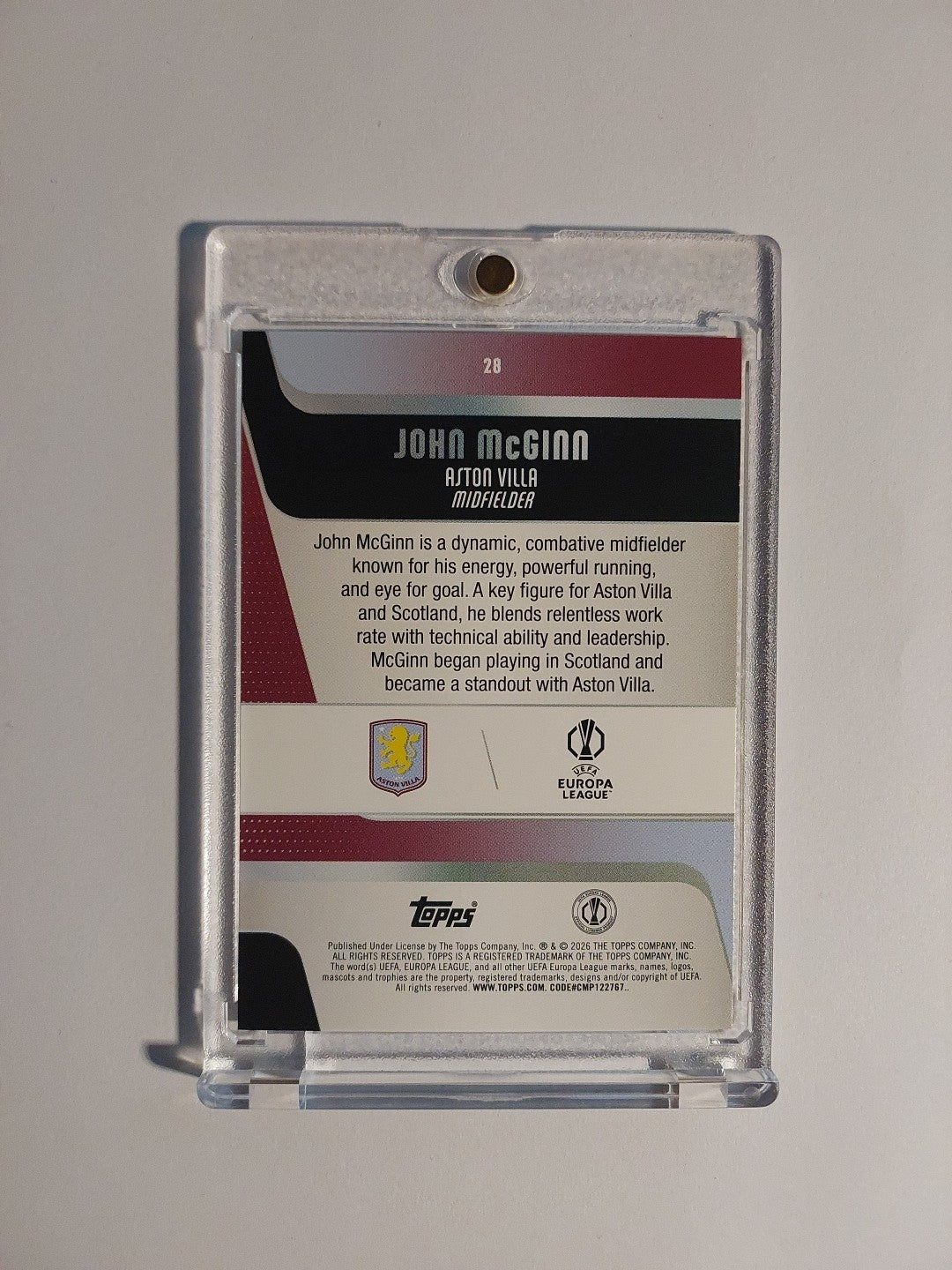 Topps UCC Flagship 2025-26 John McGinn Aston Villa Parallel 124/299 Refractor – Bild 2
