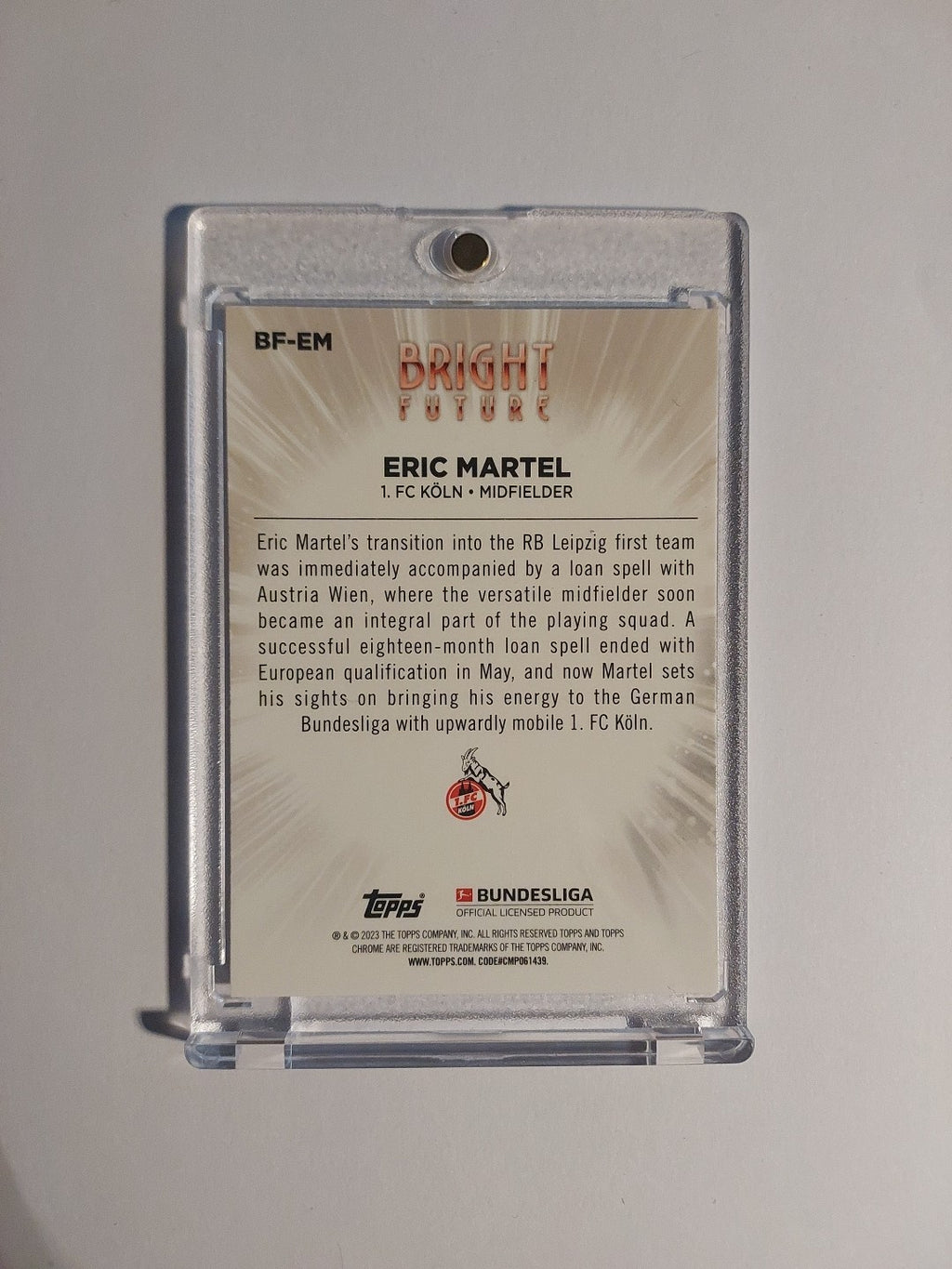 Toops Bundesliga 2022-23 Eric Martel Köln Parallel Refractor Insert Rookie Rare – Bild 2