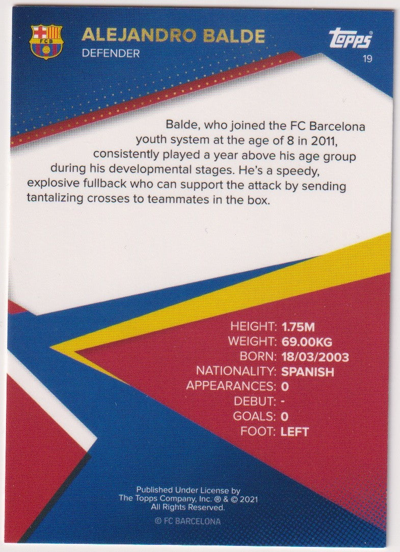 Topps 2021-22 Alejandro Balde Rookie FC Barcelona Parallel Rare – Bild 2