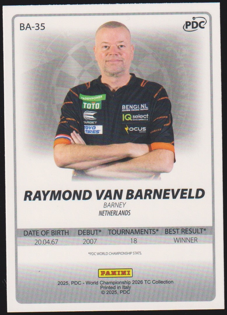 Panini PDC World Championship 2026 Raymond van Barneveld Refractor Parallel – Bild 2