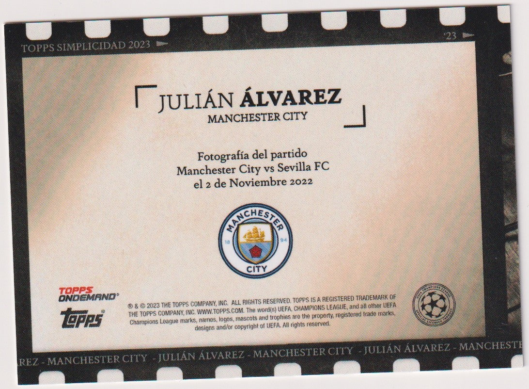 Topps Demand 2022-23 Julian Alvarez Manchester Rookie City Simplicidad Parallel – Bild 2