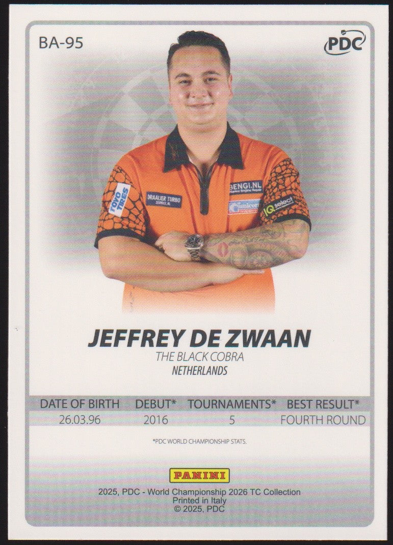 Panini PDC World Championship 2026 Jeffrey De Zwaan Refractor Parallel – Bild 2