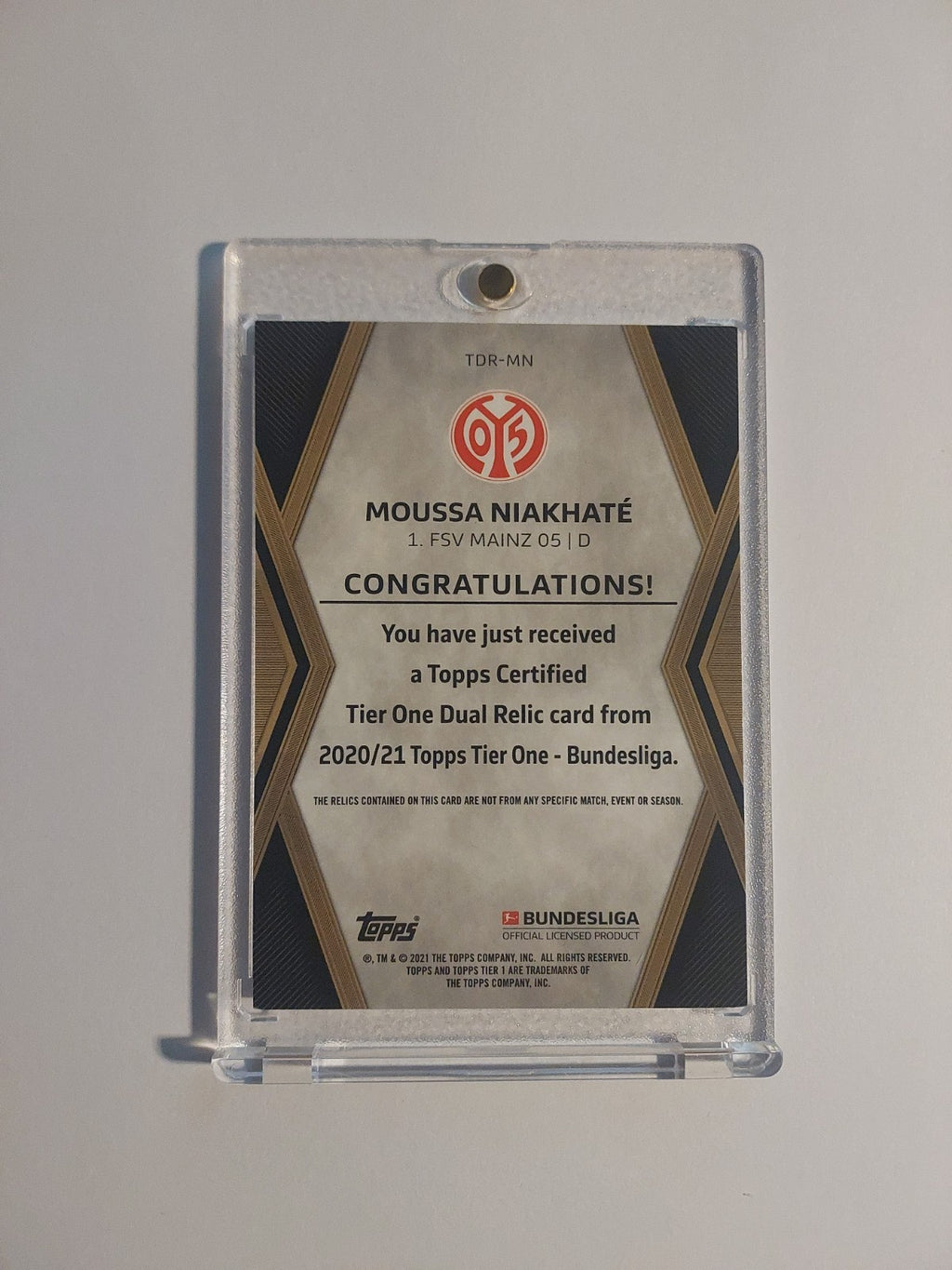 Topps Tier One Bundesliga 2020-21 Moussa Niakhate Patch Relic Mainz Parallel /25 – Bild 2