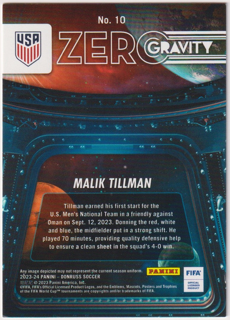 Panini ZEROGRAVITY 2023-24 Malik Tillman United States Parallel Rare Nr. No. 10 – Bild 2