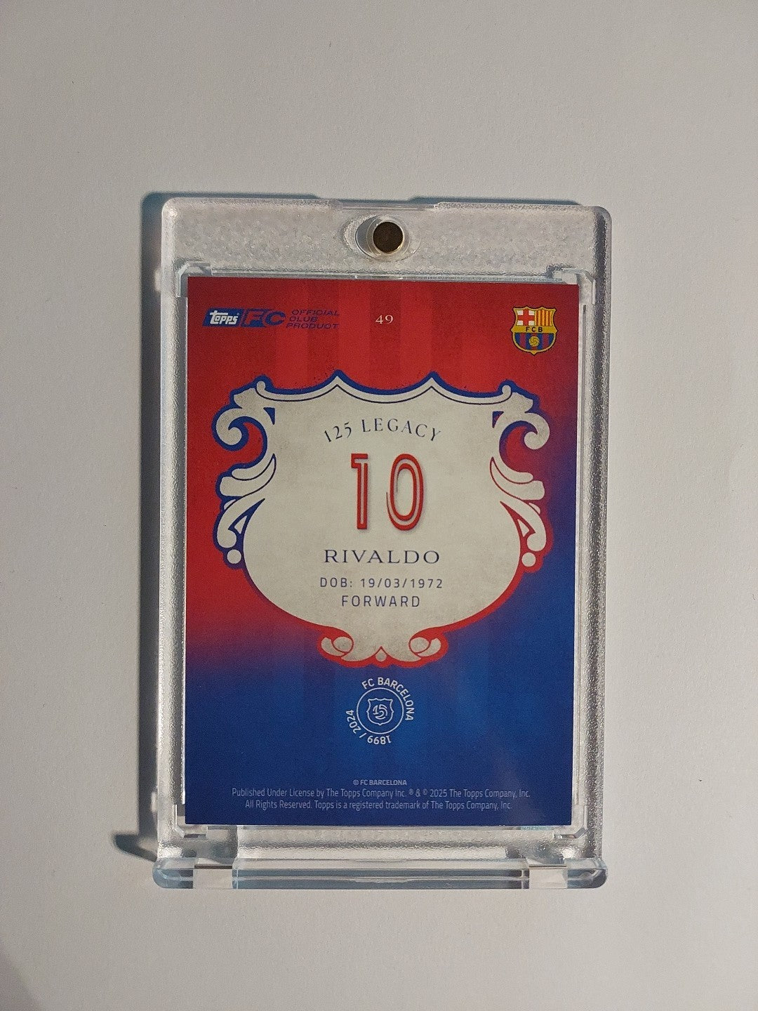 Topps 125 Jahre Barcelona 2024-25 Rivaldo Parallel 38/99 Ultra Rare Legend Hit – Bild 2