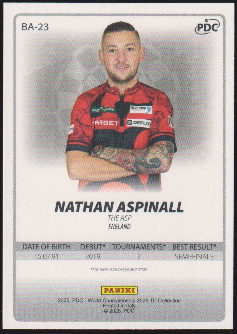 Panini PDC World Championship 2026 Nathan Aspinall "The ASP" Refractor Parallel – Bild 2