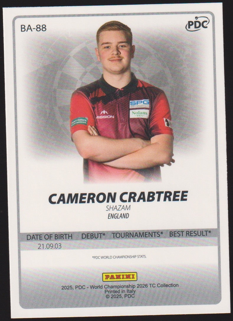 Panini PDC World Championship 2026 Cameron Crabtree "Shazam" Refractor Parallel – Bild 2