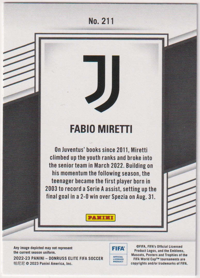 Panini Donruss Elite FIFA Soccer 2023-24 Fabio Miretti Rookie Juventus Parallel – Bild 2
