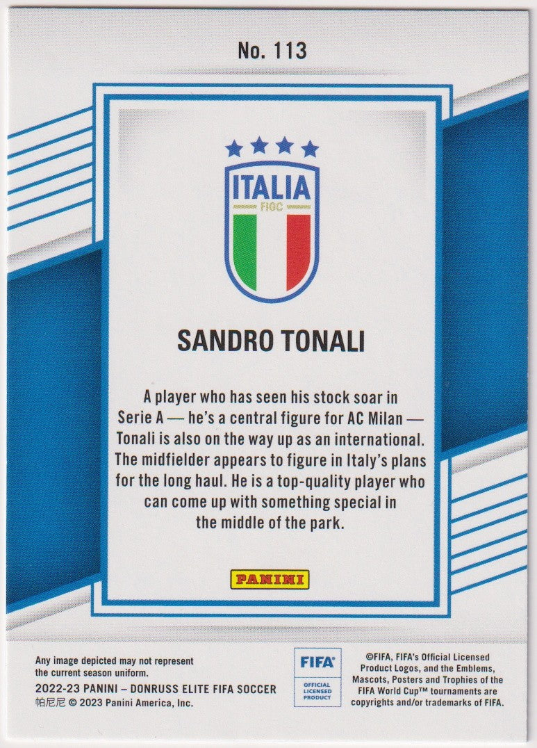 Panini Donruss Elite FIFA Soccer 2022-23 Sandro Tonali AC Milan 2022-23 Panini – Bild 2