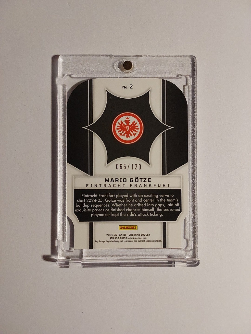 Panini Obsidian 2024-25 Mario Götze Frankfurt Parallel 65/120 Refractor Rare – Bild 2