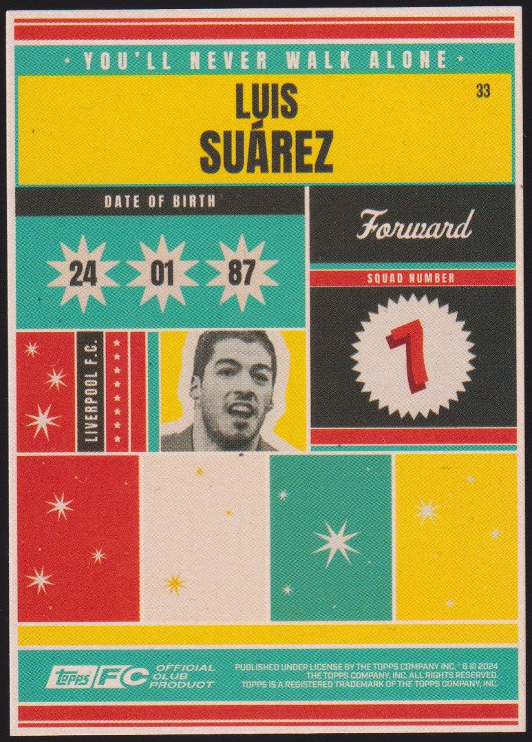 Topps Official 2023-24 Luis Suárez Liverpool FC You'll Never Walk Alone Parallel – Bild 2