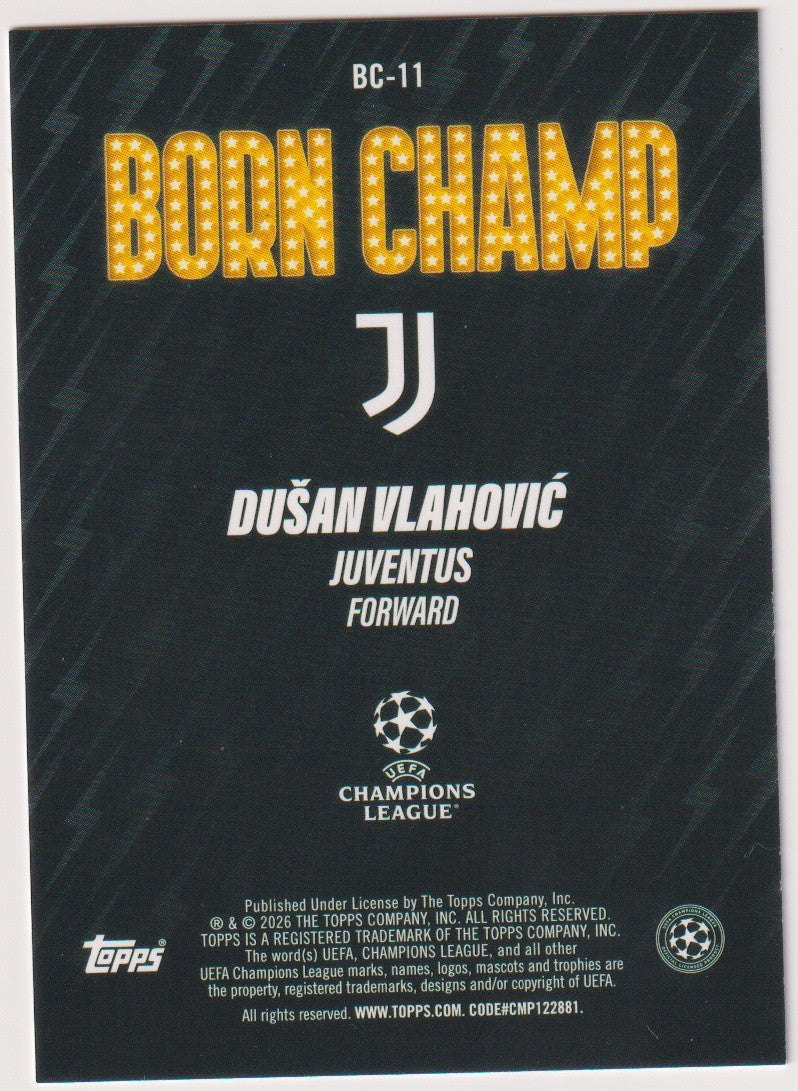 Topps Born Champ 2025-26 Dusan Vlahovic Juventus Parallel Rare Nr. BC-11 – Bild 2