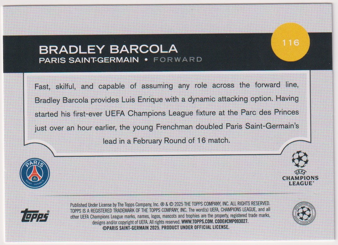 Topps Future Stars 2025-26 Bradley Barcola Rookie Paris Saint-Germain UEFA – Bild 2