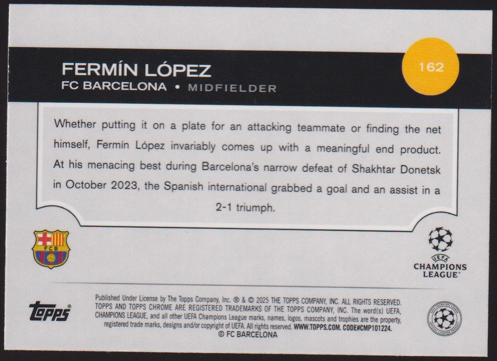 Topps Chrome 2024-25 Fermín López Rookie FC Barcelona Parallel Rare – Bild 2