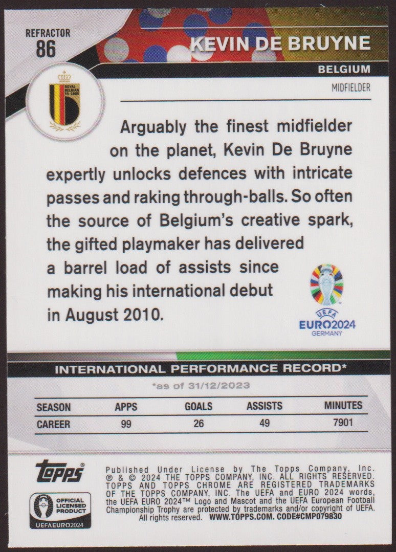 Topps Chrome 2023-24 Kevin De Bruyne Belgium Parallel Refractor – Bild 2